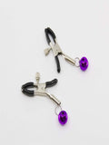 Love In Leather Nipple Clamps with Bells Purple