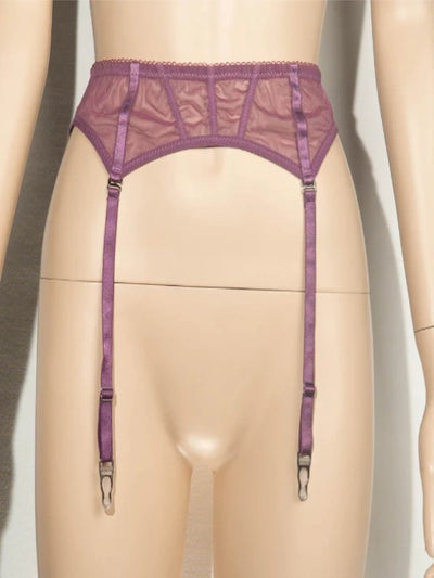 Poison Rose Lingerie Mesh Garter Belt Purple