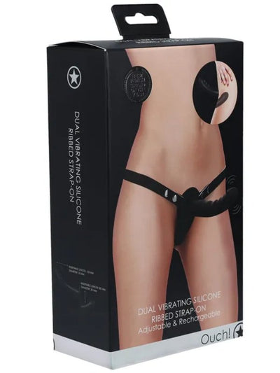 Dual Vibrating Ridged Strap On