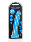 Real rock glow in the dark 8 inch dildo - blue