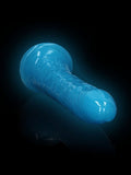 Real rock glow in the dark 8 inch dildo - blue