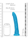 Real rock glow in the dark 8 inch dildo - blue